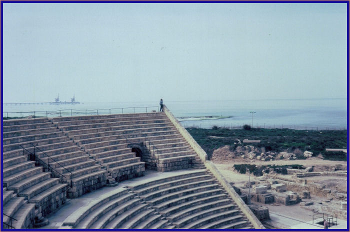 Looking out over the Mediterranean Sea from the Amphitheater